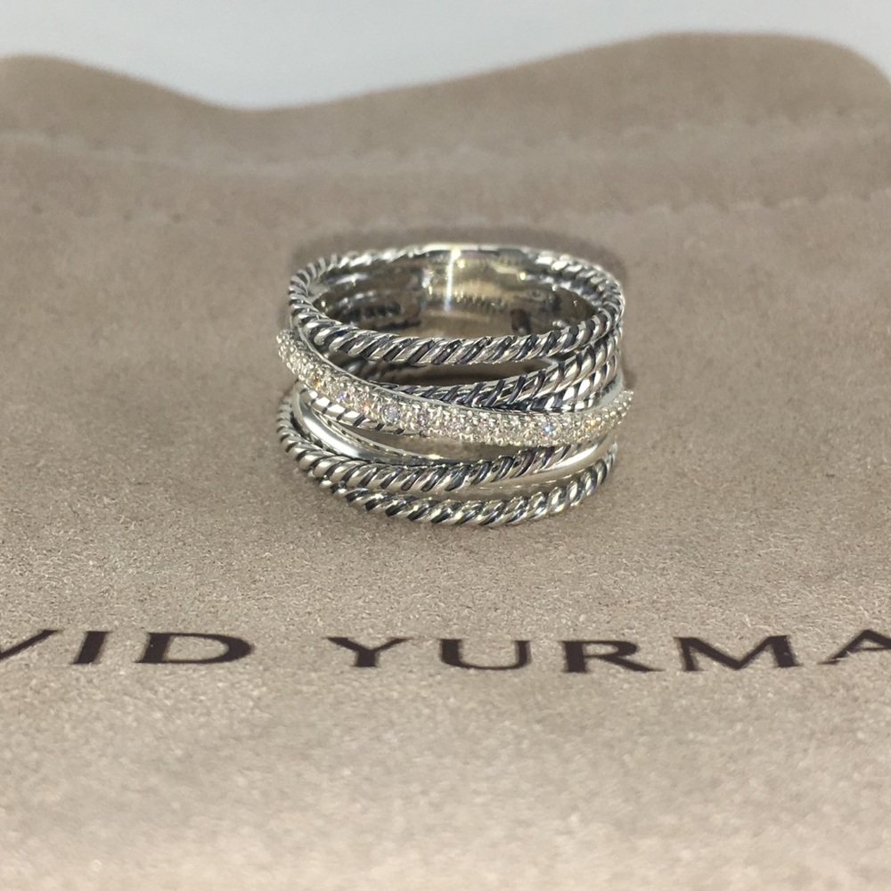 David Yurman Crossover Ring with Diamonds